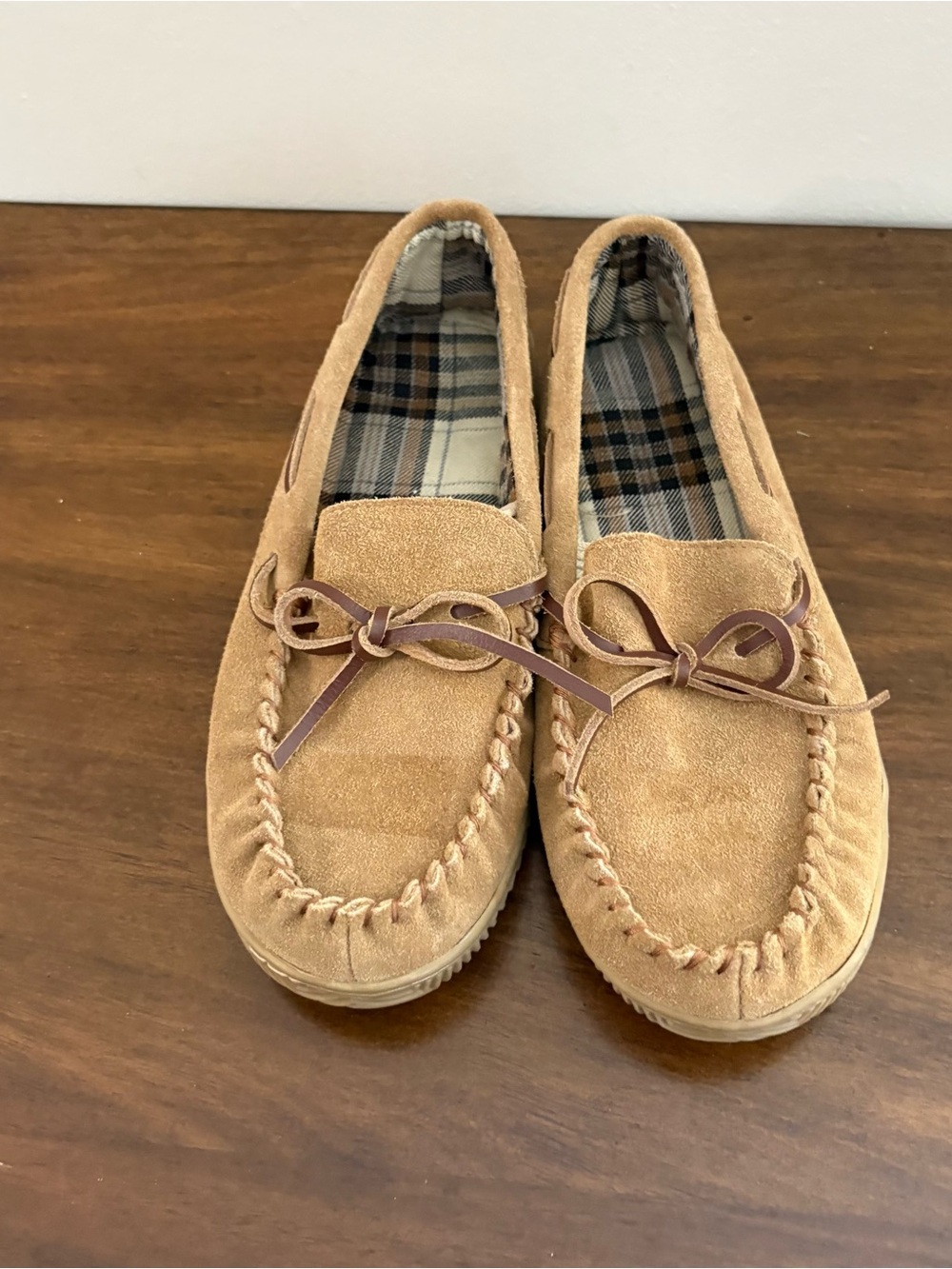 George Mens Slippers Beige Brown 7 8 Plaid Interior Fall Cozy